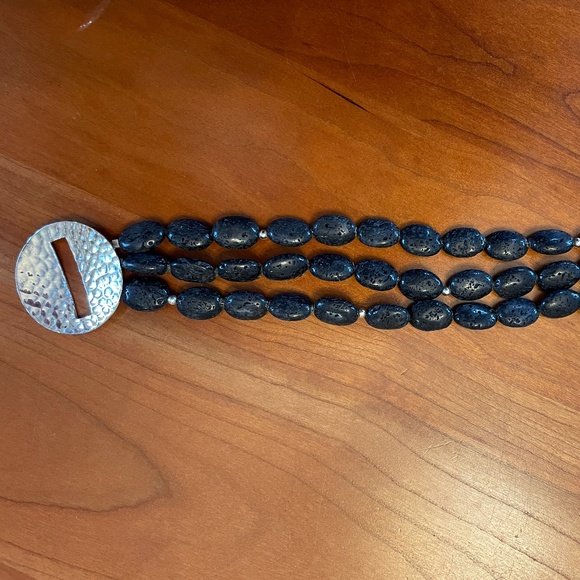 Silpada .925 Sterling Silver Black Lava Bracelet Button Toggle Clasp B1511 - Picture 3 of 6